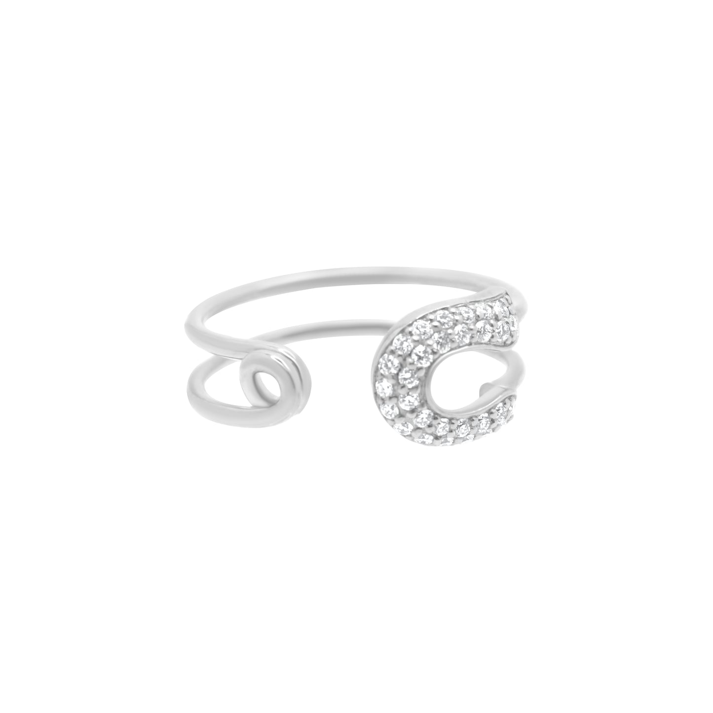 Safety Pin Adjustable Diamond Ring