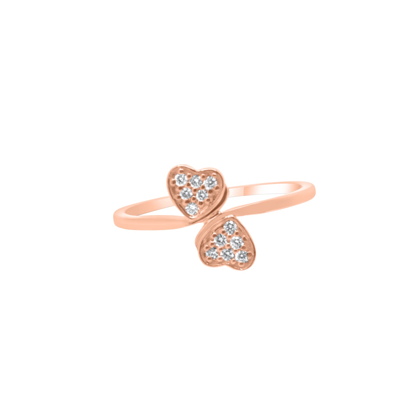 Mini Double Heart Diamond Ring