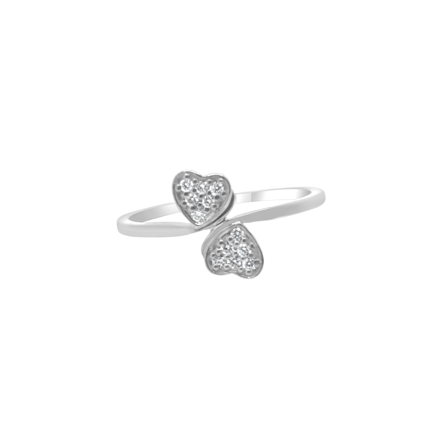 Mini Double Heart Diamond Ring