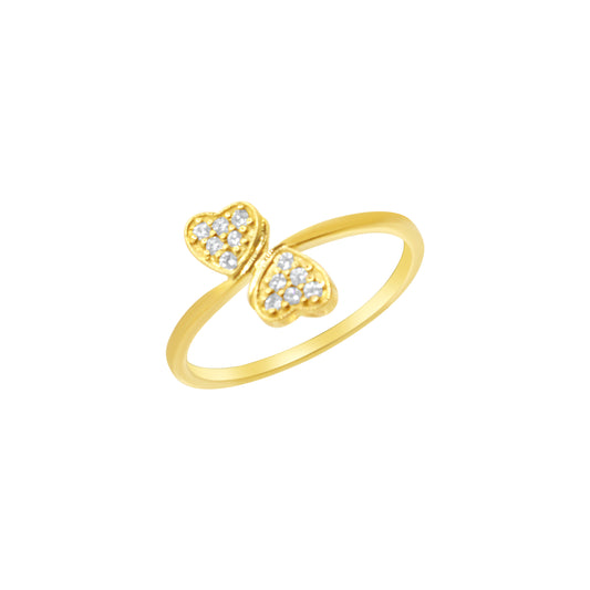 Mini Double Heart Diamond Ring