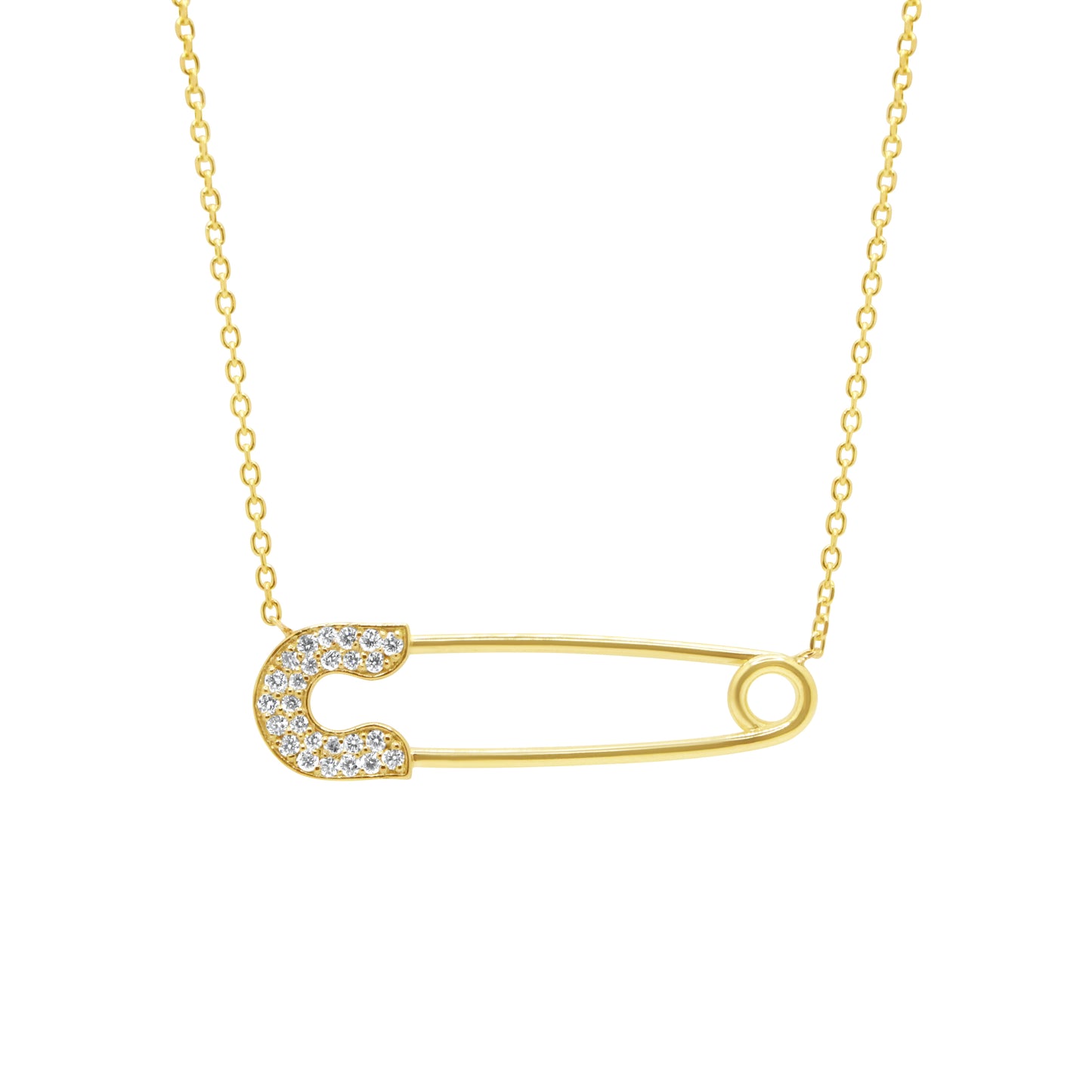 Safety Pin Diamond Necklace