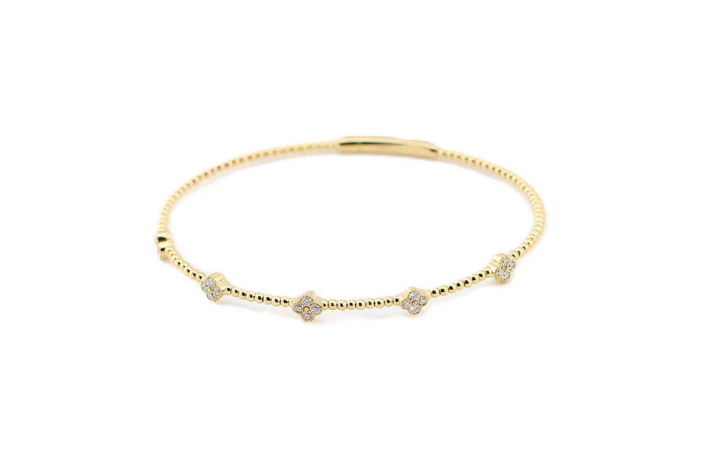 Diamond Clover Flexible 14K Bangle